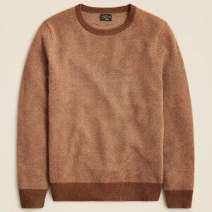 NWT J Crew 100% Cashmere Bird's Eye Crewneck Sweater in Tan & Brown